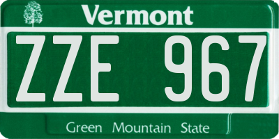 VT license plate ZZE967