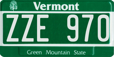 VT license plate ZZE970
