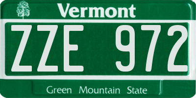 VT license plate ZZE972