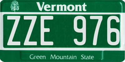VT license plate ZZE976
