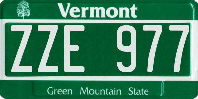 VT license plate ZZE977