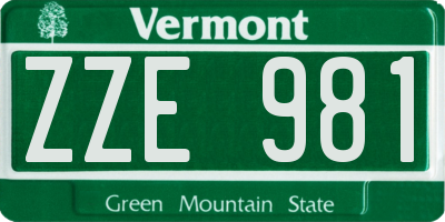 VT license plate ZZE981