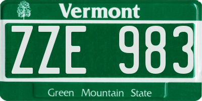 VT license plate ZZE983