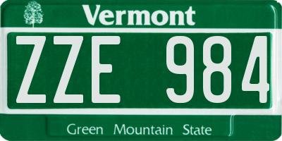 VT license plate ZZE984