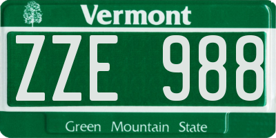 VT license plate ZZE988
