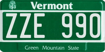 VT license plate ZZE990