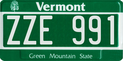 VT license plate ZZE991