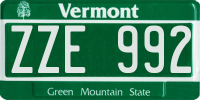 VT license plate ZZE992