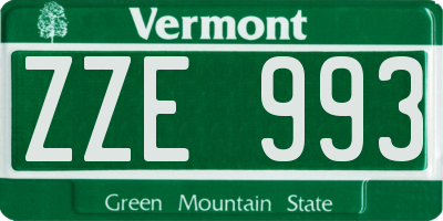 VT license plate ZZE993