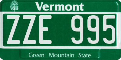VT license plate ZZE995