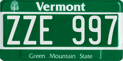 VT license plate ZZE997