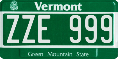 VT license plate ZZE999