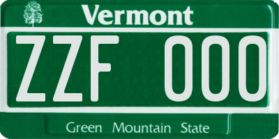 VT license plate ZZF000