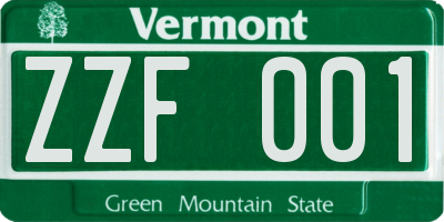 VT license plate ZZF001