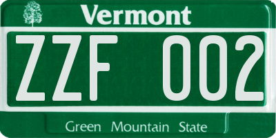 VT license plate ZZF002