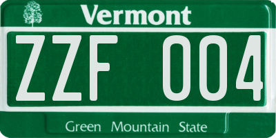 VT license plate ZZF004