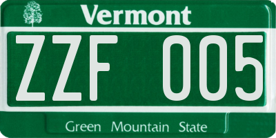 VT license plate ZZF005