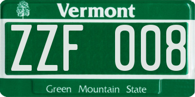VT license plate ZZF008