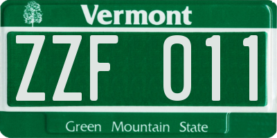 VT license plate ZZF011