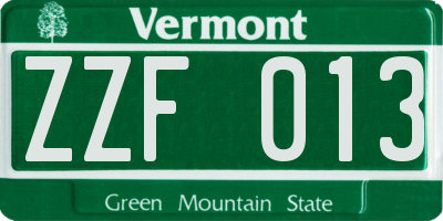 VT license plate ZZF013
