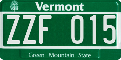 VT license plate ZZF015