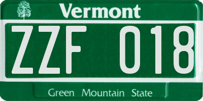 VT license plate ZZF018