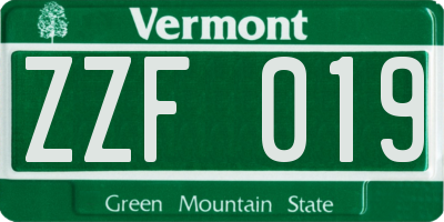 VT license plate ZZF019