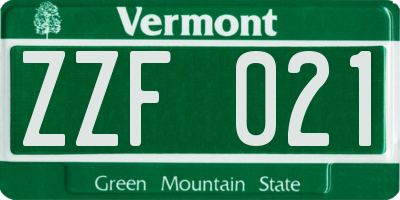 VT license plate ZZF021
