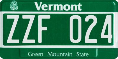 VT license plate ZZF024