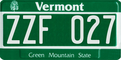 VT license plate ZZF027