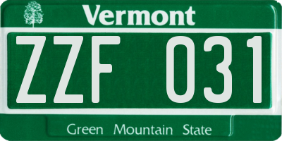 VT license plate ZZF031