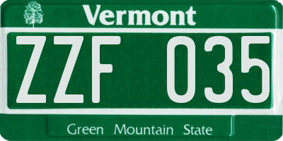 VT license plate ZZF035