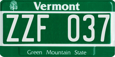VT license plate ZZF037
