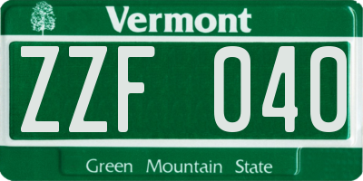 VT license plate ZZF040