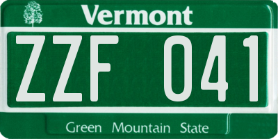 VT license plate ZZF041