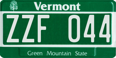 VT license plate ZZF044