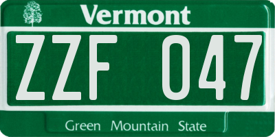 VT license plate ZZF047
