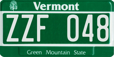 VT license plate ZZF048