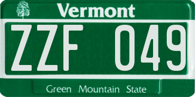 VT license plate ZZF049
