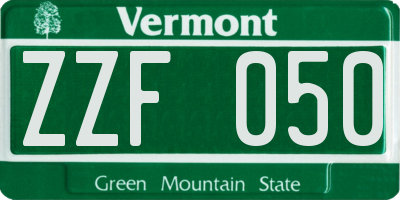 VT license plate ZZF050