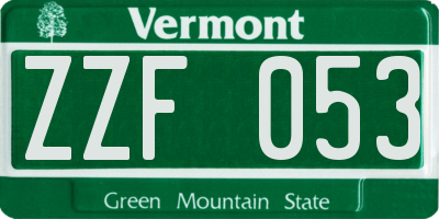 VT license plate ZZF053