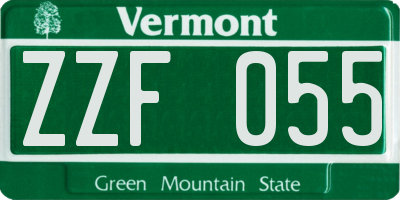 VT license plate ZZF055