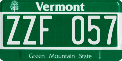 VT license plate ZZF057