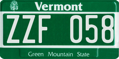 VT license plate ZZF058