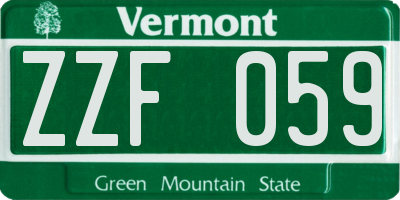 VT license plate ZZF059