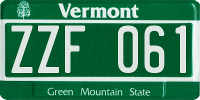 VT license plate ZZF061