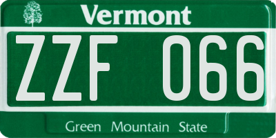 VT license plate ZZF066