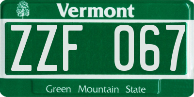 VT license plate ZZF067