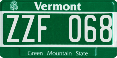VT license plate ZZF068