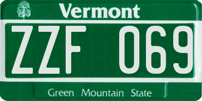 VT license plate ZZF069